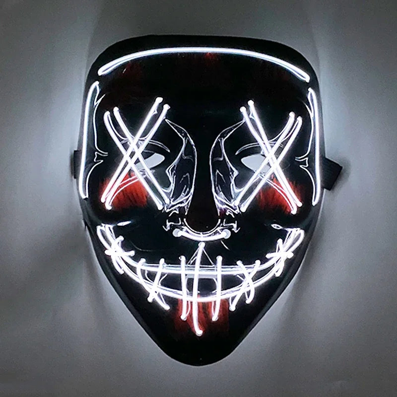 Halloween Scary LED Glowing Mask-Colorful Luminous Ghost Face,Carnival/Cosplay Party/Nightclub/Music Festival/Costume Supplies