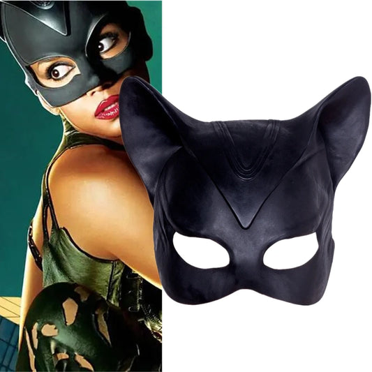 Cat Woman Selina Kyle Latex Mask Superhero Movie Cosplay Costume Halloween Party Masks