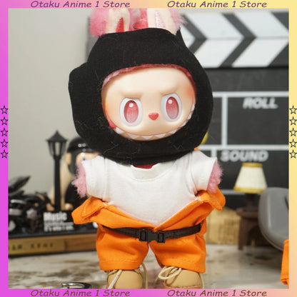 Funny Prison Style Labubu Clothes Cute Orange One-Piece Suit Mini Plush Doll Clothing Fashion Doll Accessories DIY Gift