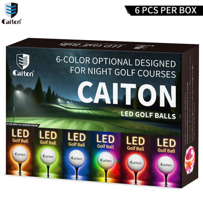Caiton Night Glow Golf Balls – Set of 6 High-Visibility, Impact-Activated Balls for Nighttime Play, Perfect Gift for Golf Lovers