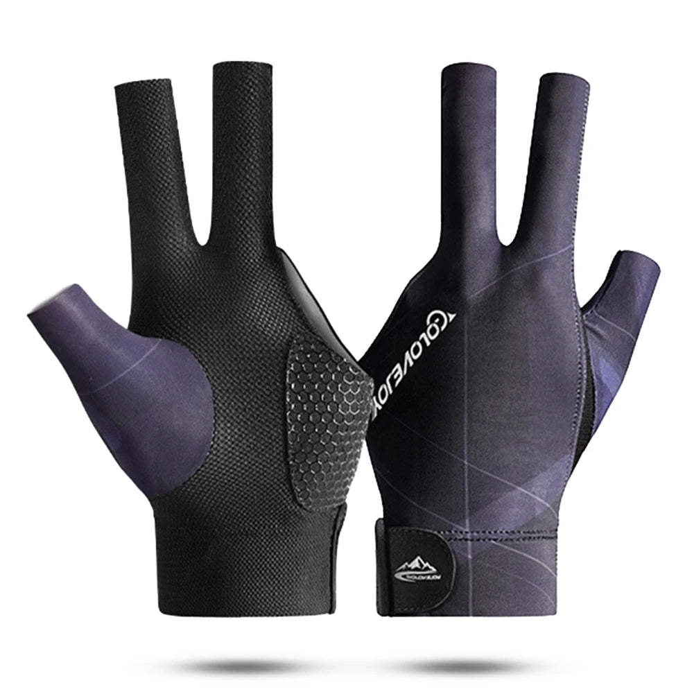 1Pcs Open Finger Billiard Gloves Antiskid Polyester Snooker Billiard Gloves Adjust Sticker Portable Lightweight Amateur Training