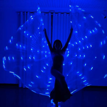 LED Isis Wings Belly Dance Wings LED Butterfly Wings Glowing Costume Performance Clothing for Carnival Halloween Christmas Party