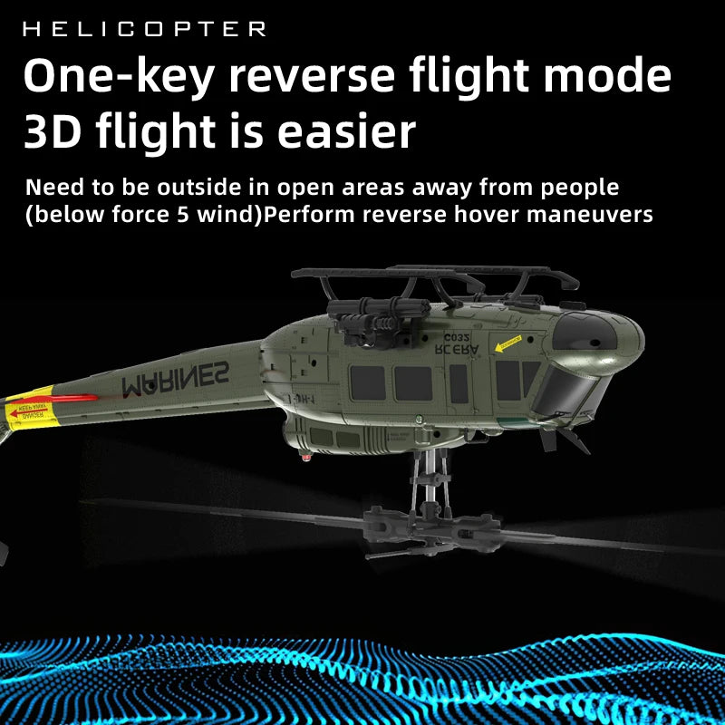C032 UH-1 Brushless RTF RC Helicopter 6-Axis Gyroscope One Click 3D Flip Optical Flow Positioning UH1 Helicopter Model Hobby Toy