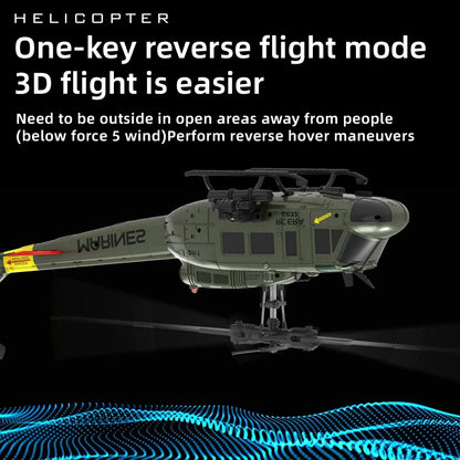C032 UH-1 Brushless RTF RC Helicopter 6-Axis Gyroscope One Click 3D Flip Optical Flow Positioning UH1 Helicopter Model Hobby Toy