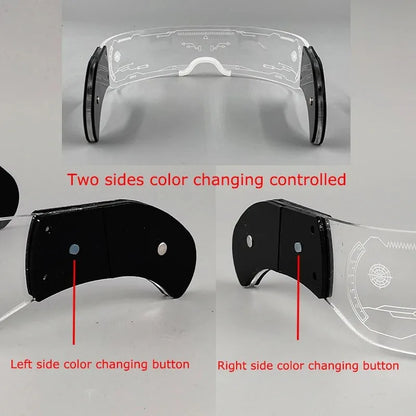 Halloween Party Glasses LED Light Up Cyberpunk Glasses Glowing Cool Goggles for Man Women Futuristic Cosplay Bar Party Props