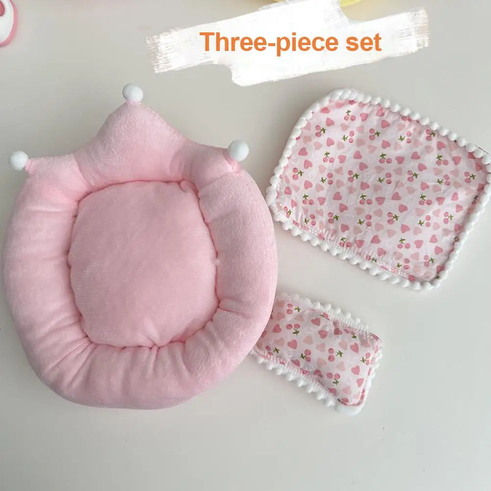 Doll Bed for Labubu Bed Contain 2 Pillows Sleeping Bag 1/12 BJD Doll GSC Body9 for Molly DOD YMY Obitsu11 Doll Accessories