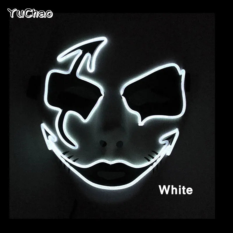 Shuffle Dance Mask Luminous Purge Mask Demon Slayer Glowing Masquerade Cosplay Mask for Halloween Horror Haunted House Props