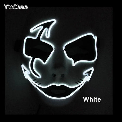 Shuffle Dance Mask Luminous Purge Mask Demon Slayer Glowing Masquerade Cosplay Mask for Halloween Horror Haunted House Props