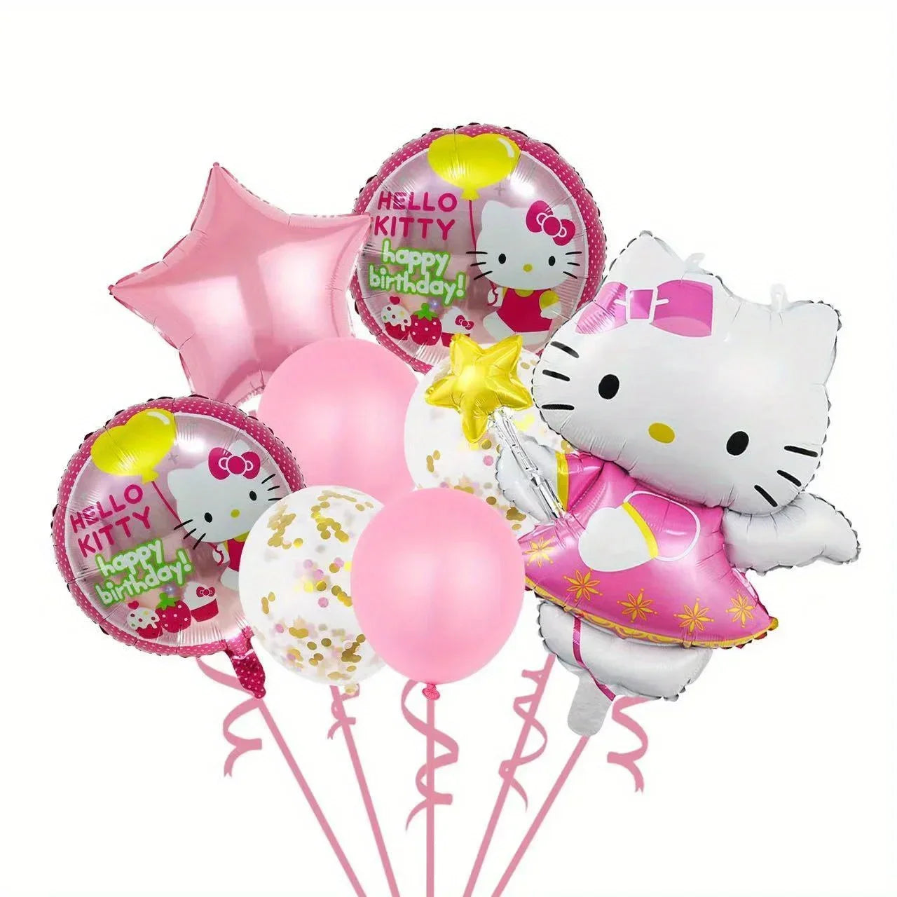 8Pcs Funny Sanrio Hello Kitty Balloon Cute Cartoon Anime KT Girl&Child Party Decoration Room Decoration Kawaii Holiday Gifts