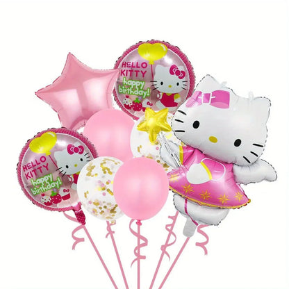 8Pcs Funny Sanrio Hello Kitty Balloon Cute Cartoon Anime KT Girl&Child Party Decoration Room Decoration Kawaii Holiday Gifts
