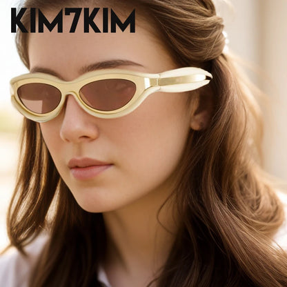Y2k Oval Sunglasses Men Women 2025 Luxury Brand Trendy Punk Sun Glasses Male Small Frame Sunglass Streetwear Shades Gafas De Sol