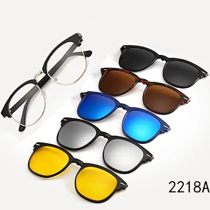 6 in 1 Custom Men Women Polarized Optical Magnetic Sunglasse Magnet Clip on Sunglasses Polarization Clip on Sun Glasses Frame