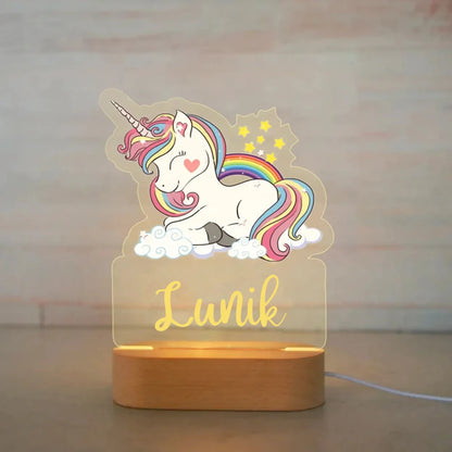 Personalized Children Animal Night Light Custom Name Acrylic Lamp Baby Kids Bedroom Decoration Neonate Birthday Christmas Gift