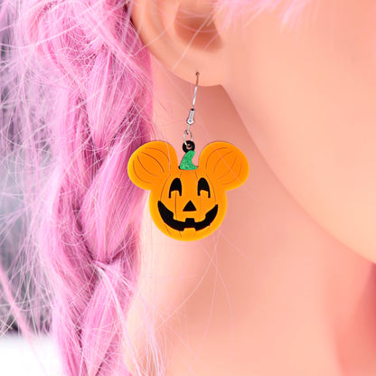 Mouse Head Western Cowboy Ghost Cherry Lightning Halloween Acrylic Earrings Jewelry for Women