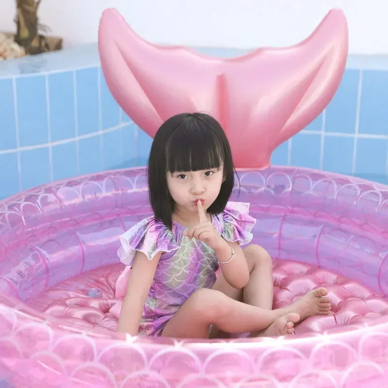New Mermaids Inflatable Pool Bathing Kids Summer Home Outdoor Swimming Pool Inflatable Square Swimming Pool for Kids Gifts Girl
