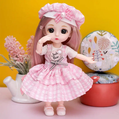 New 16 Cm BJD Mini Doll 13 Movable Joint Girl Baby 3D Big Eyes Beautiful DIY Toy Doll With Clothes Dress Up 1/12 Fashion Doll