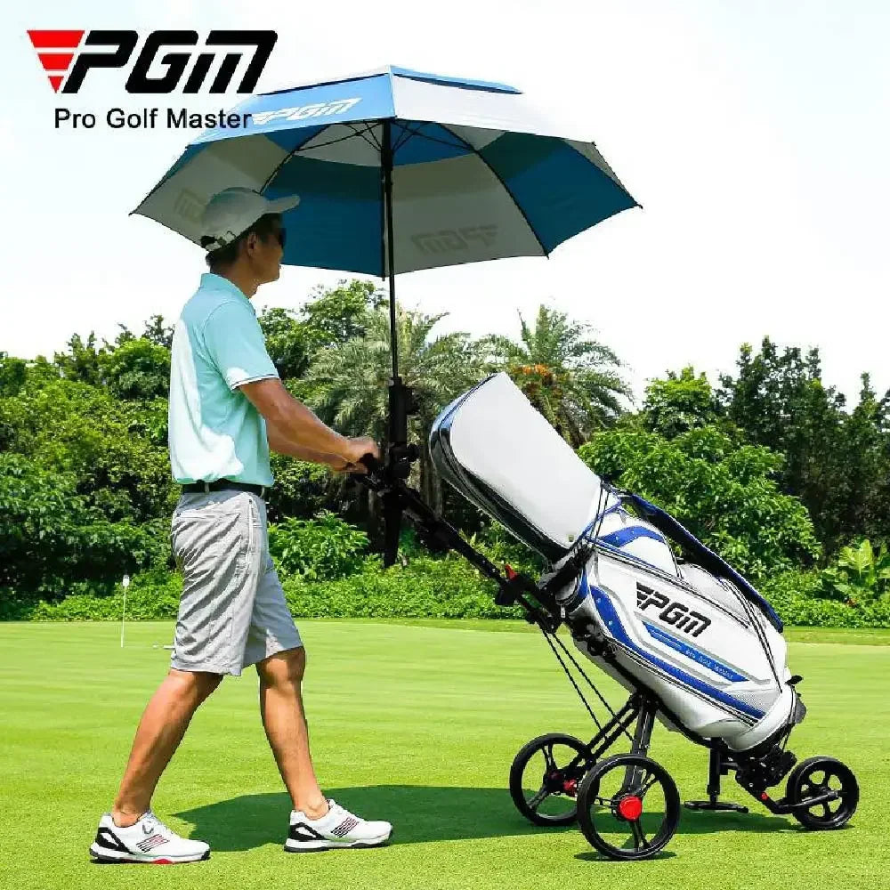PGM Golf Cart 3 Wheels, Golf Bag Cart Foldable, With Cup Holder With Seat, Compact Golf Pull Car