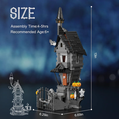 MOC House-Nightmareal Before Building Blocks Set Ghost Skeleton Hut DIY Bricks Toys Children Christmas Halloween Birthday Gift