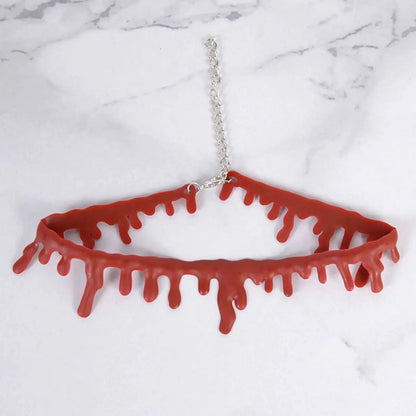 Halloween Dripping Blood Necklace Horror Vampire  Bloody Choker for Halloween Decoration Cosplay Costume Party Accessories