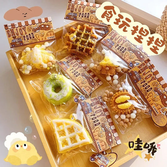Squishy Food Creative Kids Fidget Toy Simulation Exquisite Waffle  Bread Toast Donuts Slow Rising Squeeze Stress Relief Toys