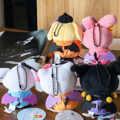 2023 New Sanrio Cinnamoroll Kuromi Halloween Cape Plush Pendant Doll Cute Doll School Bag Ornament Keychain Children's Gift