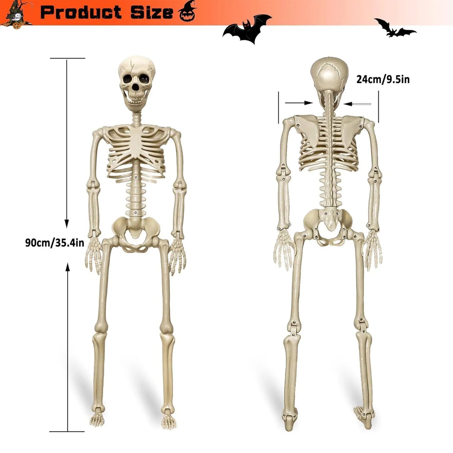 1pc Realistic Life Size Human Body Joints Skeleton Skull Adjustable Joints for Halloween Festival Horror Ornament