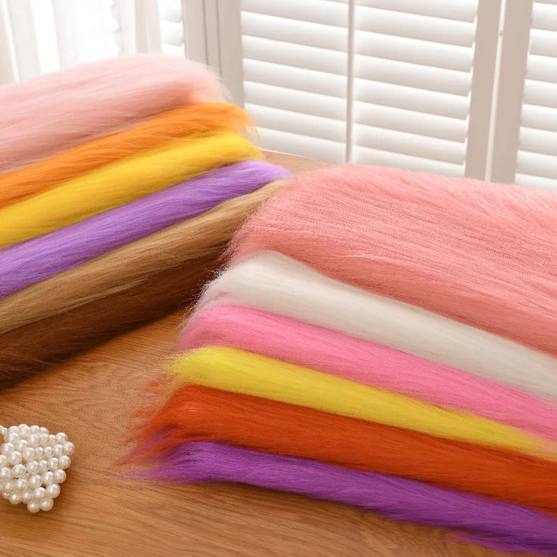 Dolls Long Plush Fabric Per Meter for Upholstery Coats Chair Cover Sewing Plain Fashion Fur Textile Needlework Thick Comfortable