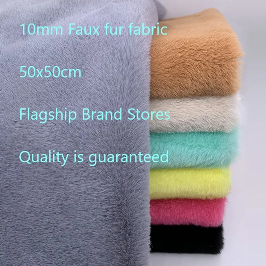 Sewbato 10mm 100% Polyester Faux Fur Fabric 50x50cm Environmentally Friendly Soft Minky Fabric Plush Toy/Clothing Plush Fabric