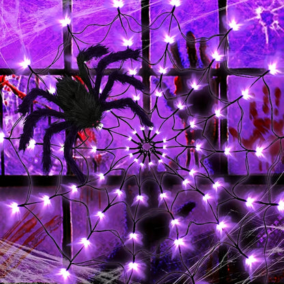 Halloween Party LED Light 70 LED String Ghost House Atmosphere Light Battery Powered Spider Web Lamp for Festival Party Decor