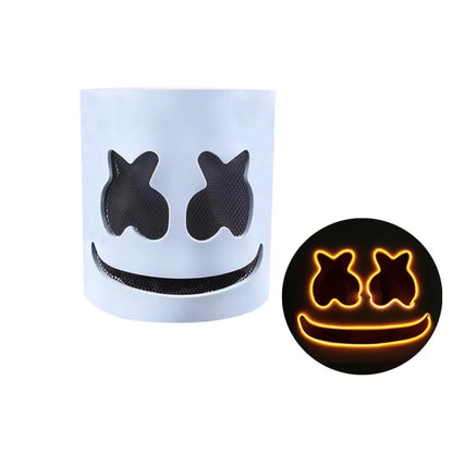 Unique LED Halloween Luminous Head Cover Glowing Plastic DJ Marshmallow Mask Universal Neon Cosplay Headgear Night Club