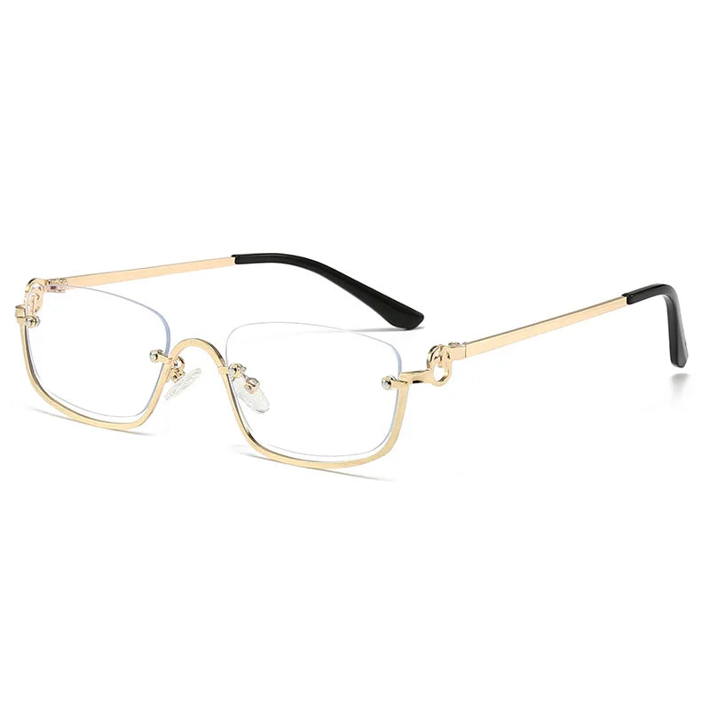 Fashion Small Square Women's Sunglasses Luxury Brand Metal Half Frame Sunglasses Woman Trend 2024 Vintage Black Pink Shades