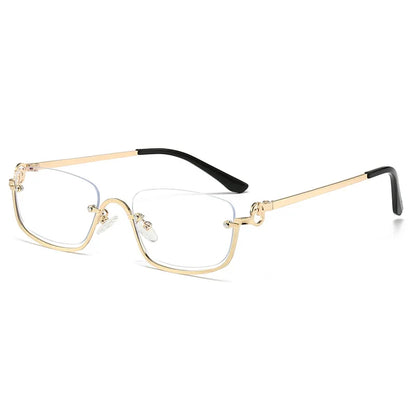 Fashion Small Square Women's Sunglasses Luxury Brand Metal Half Frame Sunglasses Woman Trend 2024 Vintage Black Pink Shades