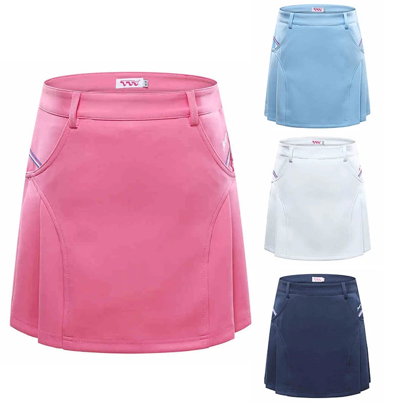 TTYGJ Women Pleated Golf Skirt High Waist Slim Tennis Skirt Breathable Outdoors Running Fitness Skorts  Built Safety Shorts