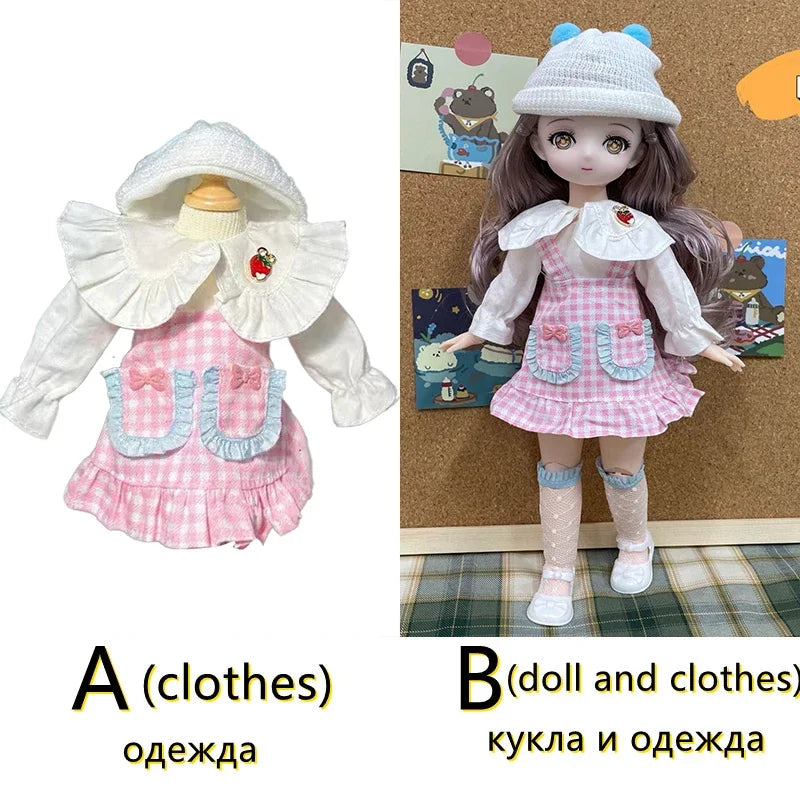 Fashion 30cm BJD Doll Anime Face Two-Dimensional Princess Doll (B) or Dress Up Clothes (A) Accessories Kids Girls Doll Toy Gift