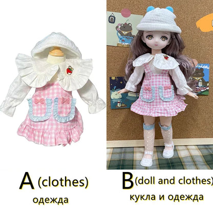 Fashion 30cm BJD Doll Anime Face Two-Dimensional Princess Doll (B) or Dress Up Clothes (A) Accessories Kids Girls Doll Toy Gift