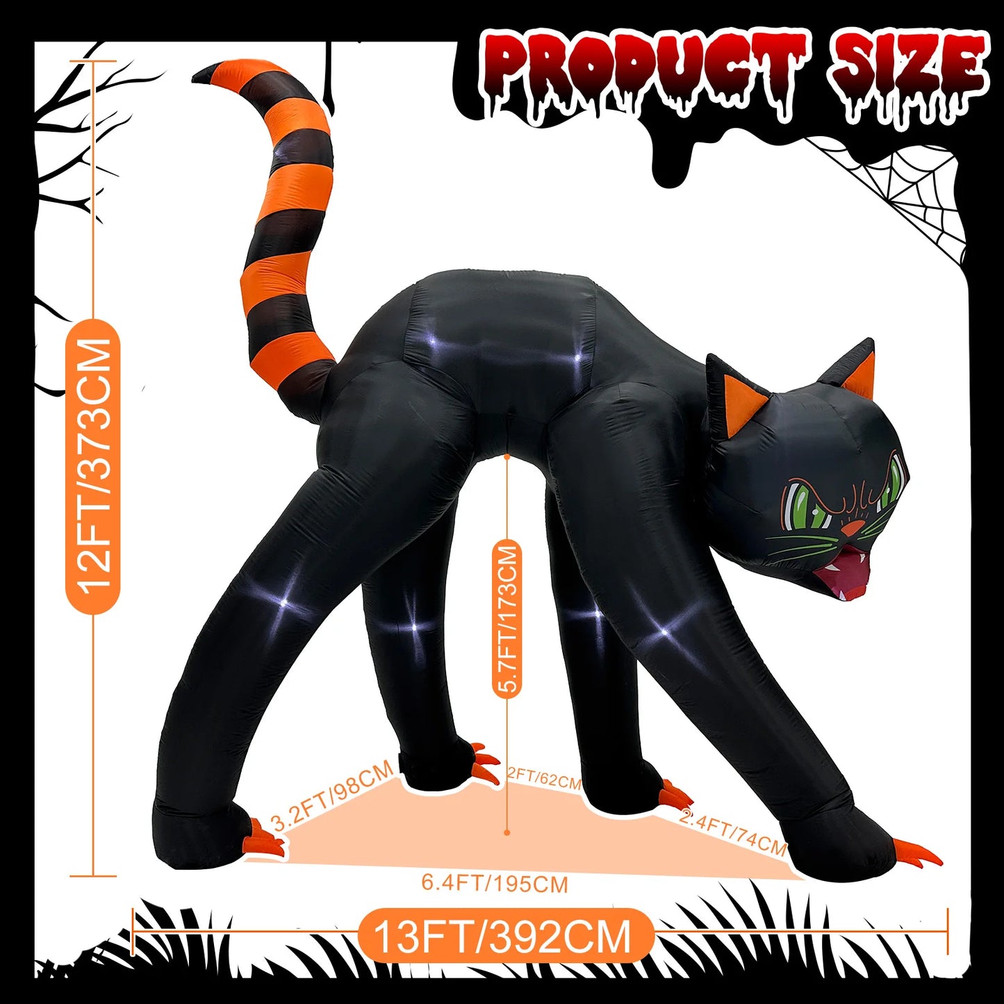 OurWarm 13FT Giant Halloween Inflatables Outdoor Decor Black Cat Inflatable,Black Cat Inflatables Decorations for Outdoor Decor