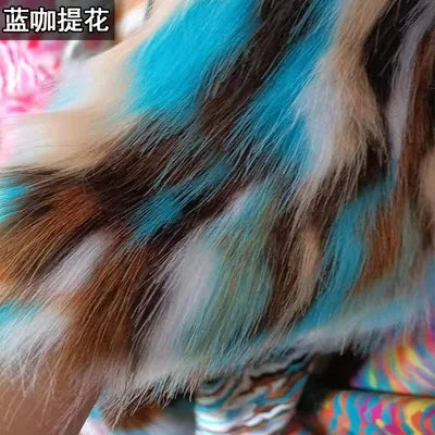 170*50cm High Grade Thicken Jacquard Fox Imitation Faux Fur Fabric,colorful Jacquard Fur Fabric for Patchwork