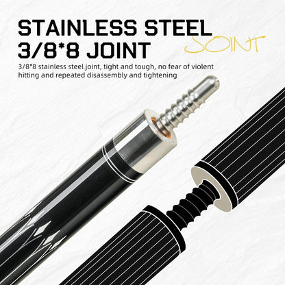 KONLLEN KL-B3/B4 Pool Cue Stick With 12.5mm Tip Carbon Maple Shaft  3*8/8 Joint Leather Grip Professional Taper for Billiard Cue