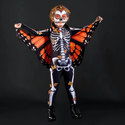 Women Halloween Skeleton Butterfly BodySuit Adult Kid Scary Costumes Cosplay Devil Jumpsuit Carnival Party Baby Girl Rompers