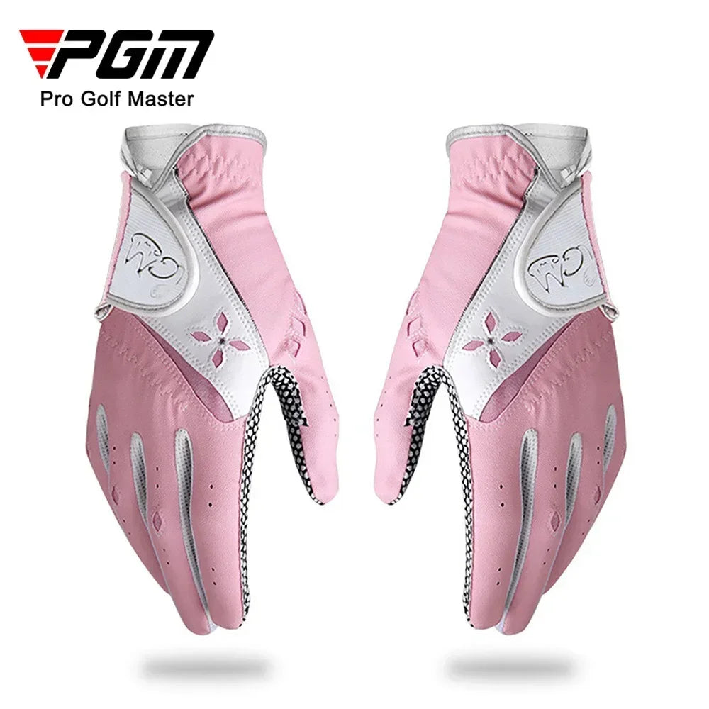 PGM 1 Pairs Women Golf Gloves Soft Breathable PU Leather With Non-Slip Particle Outdoor Sports Wholesale Accessories