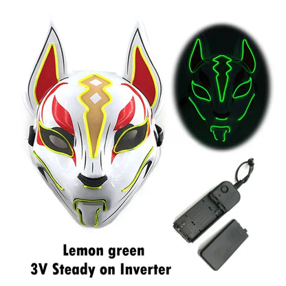 Glowing Halloween Party El Face Mask Japanese Anime Character Cosplay Led Clothing Fox Face Mask for Parties