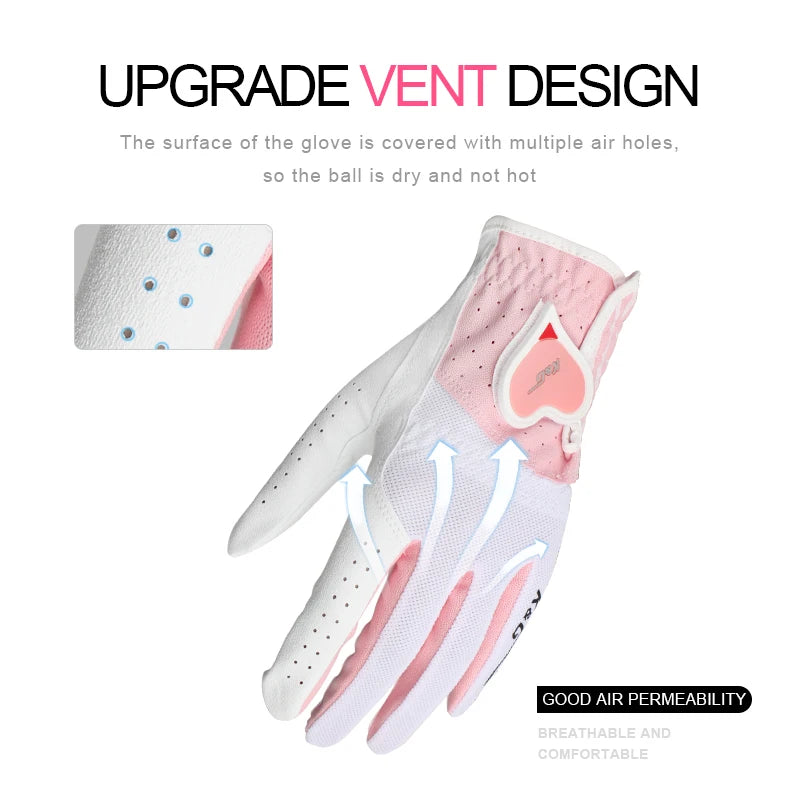 New 1 Pair Golf Gloves Woman PU Leather Soft Gloves Ladies Anti-Slip Granules Sports Mittens Elegant Right Left Hand Golf Aids