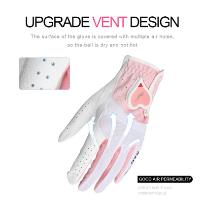 New 1 Pair Golf Gloves Woman PU Leather Soft Gloves Ladies Anti-Slip Granules Sports Mittens Elegant Right Left Hand Golf Aids