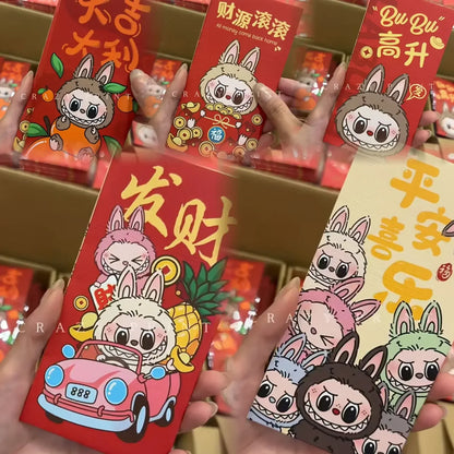 2025 New Cartoon LABUBU New Year Red Envelope Ins Printing Creative Wallet Paper Bag Holiday Gifts