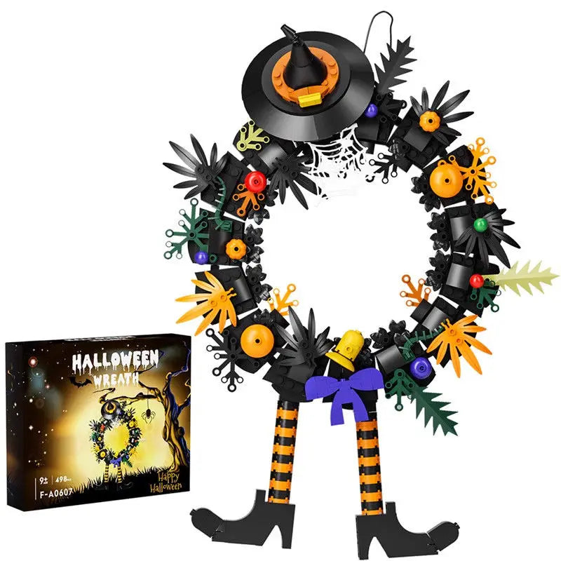 Halloween Terror Movies MOC Witch Hat Building Block Set Kids Toy With Pumpkin Door Tree Ghost Bricks Gift for Children