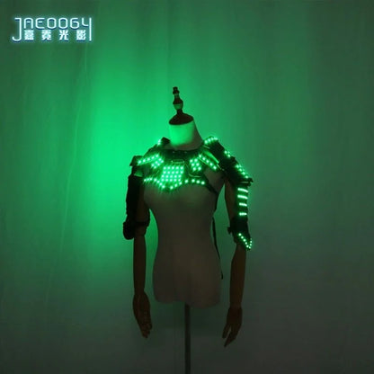 Glow LED Clothing Armor Cyberpunk Cape Vest Halloween COSPLAY Dance Performance