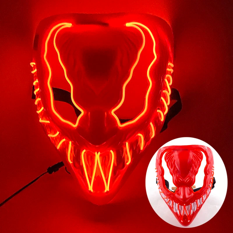 New Arrival Halloween Mask Horror Venom  LED Luminous Mask Cosplay Costume Makeup Prom Party