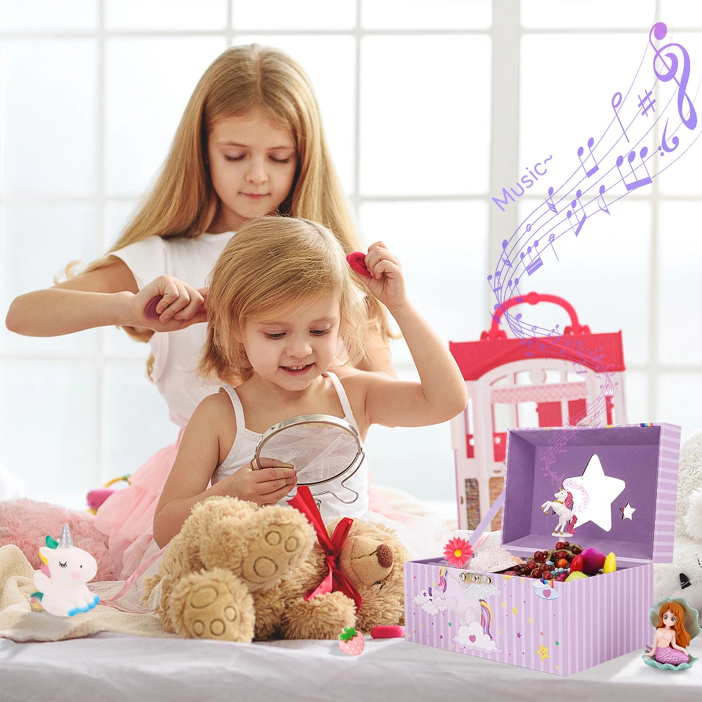 Unicorn Music Box Girl's Jewelry Storage Box With Rotating Unicorn Ballet Bedroom Decoration Birthday Christmas Gifts for Kids