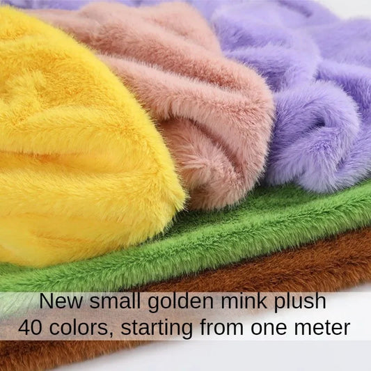 2cm Faux Mink Fur Plush Fabric by the Meter for Clothing Scarf Dolls Background Decoration Diy Sewing Cloth Soft Pink White Blue