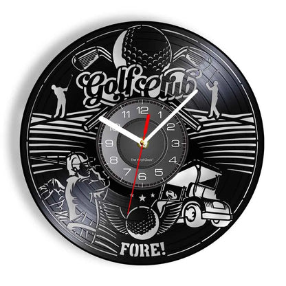 Golfer Wall Clock Sports Golf Club Vinyl Record Wall Clock Golf Gifts for Him Golf Fan Golf Player Silhouette Decorative Clock